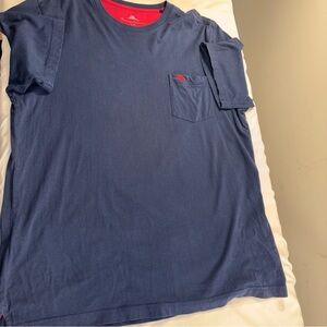 Tommy Bahama Men’s Navy Pocket T-Shirt with Red Trim